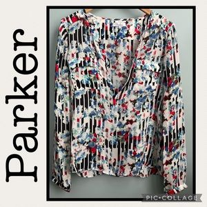 Parker Silk Floral Blouse Size M